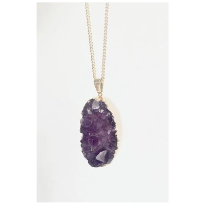 Crystal and Sage Amethyst Halskette mit Druse