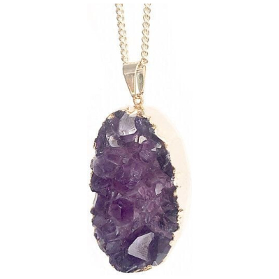 Crystal and Sage Amethyst Halskette mit Druse