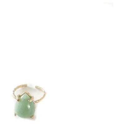 Crystal and Sage Aventurin Ring gold filled 18 Karat