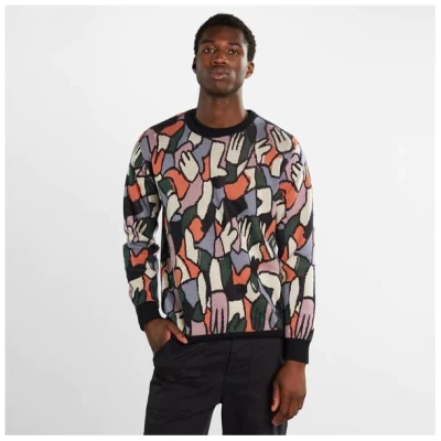 DEDICATED Herren Strickpullover Mora Lucas aus Biobaumwolle - Buntes All Over Motiv