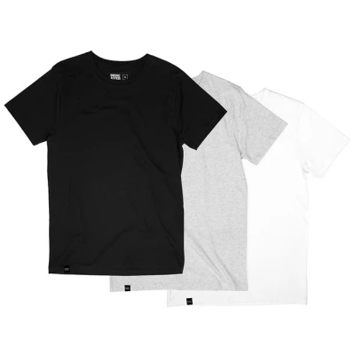 DEDICATED Herren vegan Multipack 3er-Pack T-Shirts Stockholm Base Weiß, Grau & Schwarz