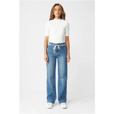 Dawn Damen vegan Jeans Flared Dew French Pocket Blau