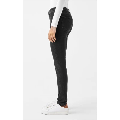 Dawn Damen vegan Jeans Mid Sun Slim Comfort Stretch Basic Black Denim
