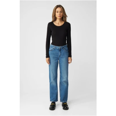 Dawn Damen vegan Jeans Regular Straight Classic Morning Medium Blue