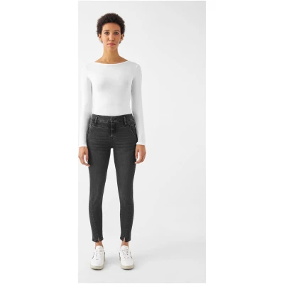 Dawn Damen vegan Skinny Jeans Sun Up Schwarzer Denim