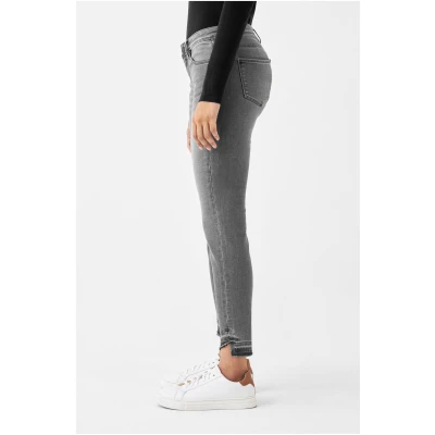 Dawn Damen vegan Slim Jeans Mid Sun Dunkelgrau