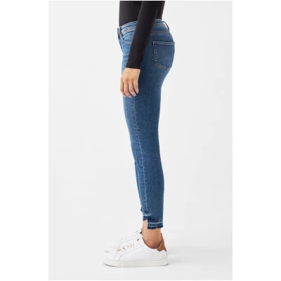 Dawn Damen vegan Slim Jeans Mid Sun Mittelblau
