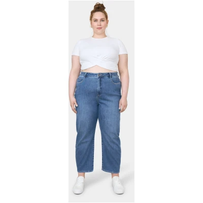 Dawn Damen vegan Stardust O-Shape Jeans Mittelblau