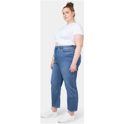 Dawn Damen vegan Stardust O-Shape Jeans Mittelblau