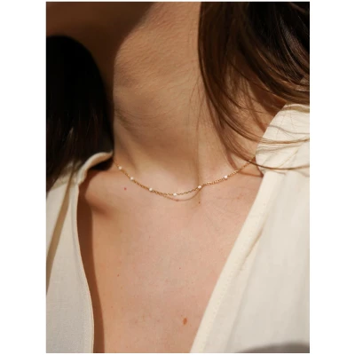 Dear Darling Berlin Damen vegan Choker Color Pop Mini-Perlen Emaille Weiß Sand