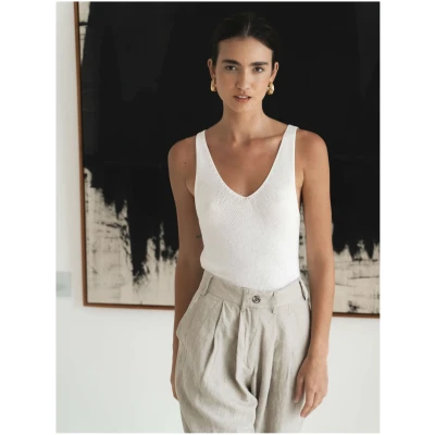 Deep V Tank Knit in Natural