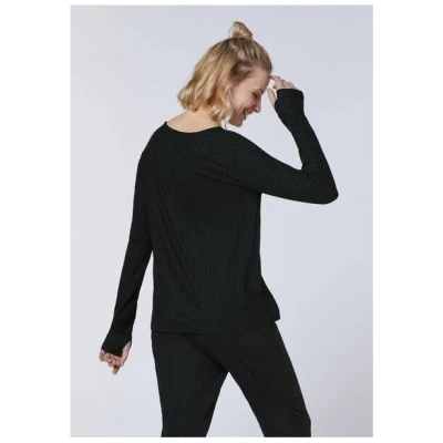 Detto Fatto Fein geripptes Longsleeve aus Viskose-Elasthanmix