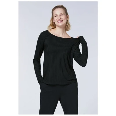 Detto Fatto Fein geripptes Longsleeve aus Viskose-Elasthanmix