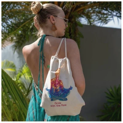 Divasya Turnbeutel Yoga / Gym Bag / Festival-Rucksack aus 100% Biobaumwolle