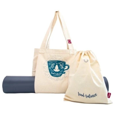 Divasya Yogatasche /Jute-Shopper mit integriertem Mattenfach aus fester Biobaumwolle