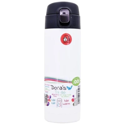 Dora's Thermobecher mit Einhandverschluss (360ml) in Weiß aus Edelstahl