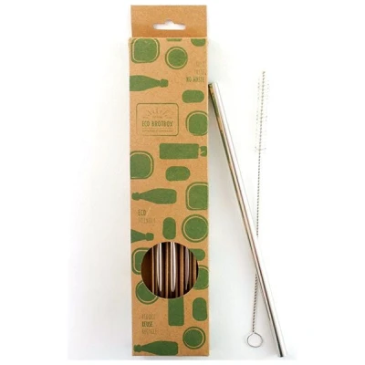 ECO Brotbox Eco Strohhalm - 4er-Set Trinkhalme aus Edelstahl