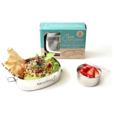 ECOlunchbox Oval, 2-teilige Brotdose aus Edelstahl
