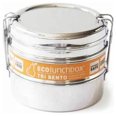 ECOlunchbox Tri Bento, 3-teilige Runddose aus Edelstahl