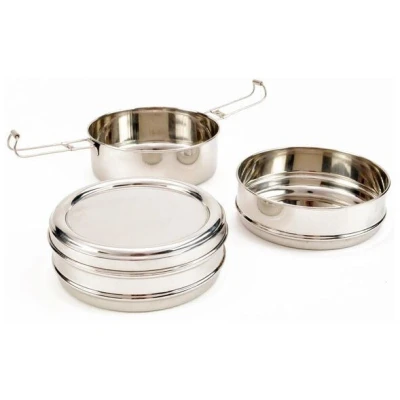 ECOlunchbox Tri Bento, 3-teilige Runddose aus Edelstahl