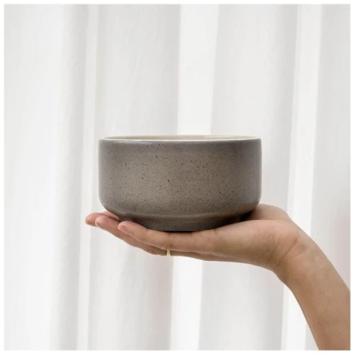 EDDA stoneware Handgemachte Steingut Schüssel Ddoria - Granit Grau (⌀ 13,5 x 7,5 cm, 0,65 L)