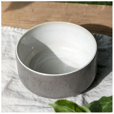 EDDA stoneware Handgemachte Steingut Schüssel Ddoria - Granit Grau (⌀ 13,5 x 7,5 cm, 0,65 L)