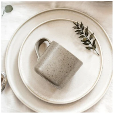 EDDA stoneware Handgemachte Steingut Tasse Ddoria - Granit Grau (⌀ 8 x 9 cm, 0,35 L)