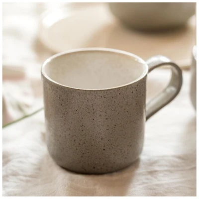 EDDA stoneware Handgemachte Steingut Tasse Ddoria - Granit Grau (⌀ 8 x 9 cm, 0,35 L)