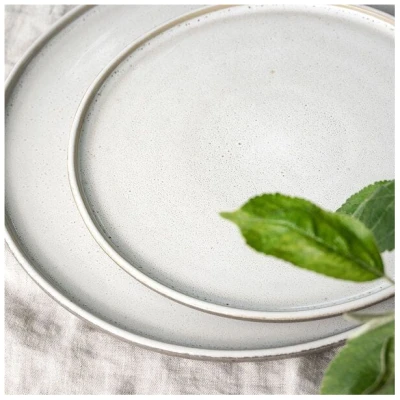 EDDA stoneware Handgemachter Steingut Teller Ddoria groß - Granit Grau (⌀ 28,5 x 2,0 cm)
