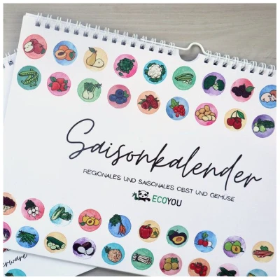 EcoYou Saisonkalender für Obst und Gemüse A4, Wandkalender undatiert Gemüsekalender