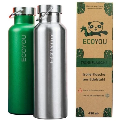 EcoYou® Edelstahl Trinkflasche Isolierflasche 750 ml Thermosflasche