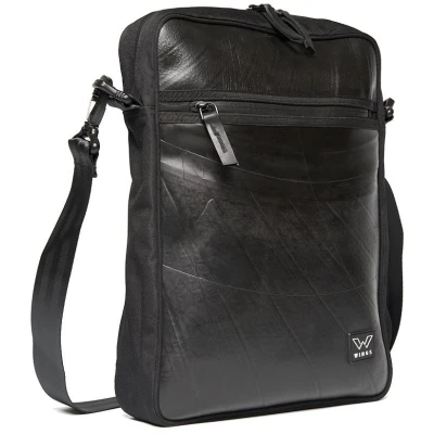 Ecowings Herren vegan Umhängetasche Zuverlässige Raven Black