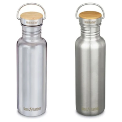 Edelstahl Trinkflasche Reflect 800ml mit Bambus Schraubverschluss "Matt"