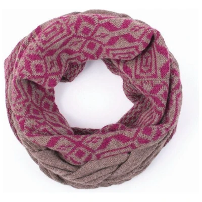 El Puente Loop-Schal "Celine" aus 100% Alpaka , Farbe: hellbraun/beere