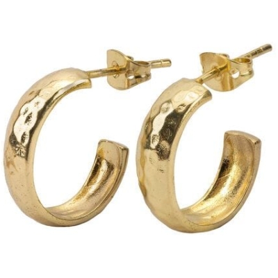 El Puente Ohrstecker "Creolen" Messing, gehämmert, 0,5 cm, ⌀ 1,5 cm