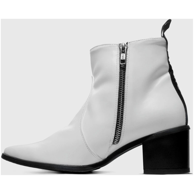 Elegant No.1 White Vegan Cactus Leather Heeled Ankle Boots