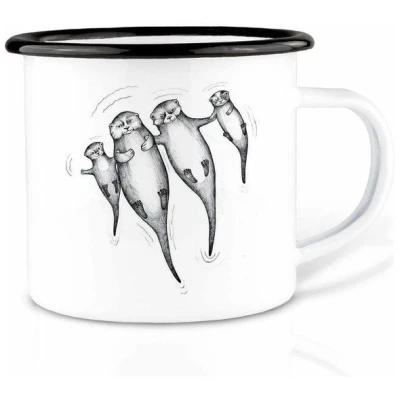 Emailletasse "Die Otters" von LIGARTI | 300 oder 500 ml | handveredelt in Deutschland | Cup, Kaffeetasse, Emaillebecher, Camping Becher