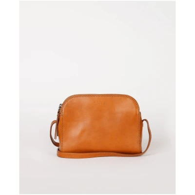 Emily - Leather Strap - Cognac Stromboli Leather - Crossbody Mini Bag Three Main Compartments