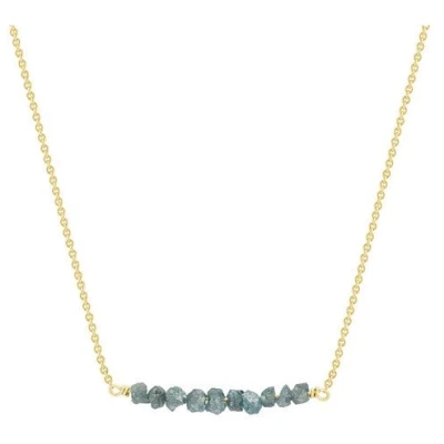 Eppi Goldener Choker mit blauen ungeschliffenen Diamanten Inaku