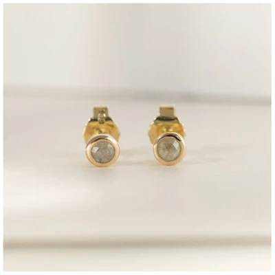 Eppi Minimalistische Ohrstecker mit Salt and Pepper Diamanten in Bezelfassung Tofine