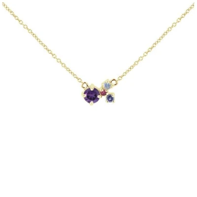 Eppi Silberne Cluster Kette mit Amethyst und Edelsteinen Millie