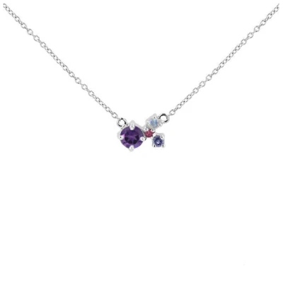 Eppi Silberne Cluster Kette mit Amethyst und Edelsteinen Millie