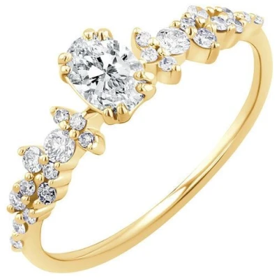 Eppi Verlobungsring mit Moissanit und Lab Grown Diamanten Mica