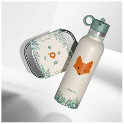 FOXBOXX ÖKO Kinderset,- FOX Flasche 0,35 / 0,5 / 0,75 + Edelstahl Lunchbox 800/1200ml