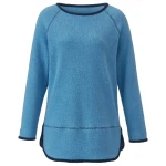 Fleece-Pullover mit Kontrastkanten aus reiner Bio-Baumwolle, jeansblau/nachtblau 36/38
