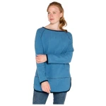 Fleece-Pullover mit Kontrastkanten aus reiner Bio-Baumwolle, jeansblau/nachtblau 36/38