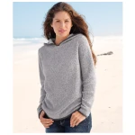 Fleecepullover mit Kapuze aus Bio-Baumwolle, nachtblau/jeansblau 36/38
