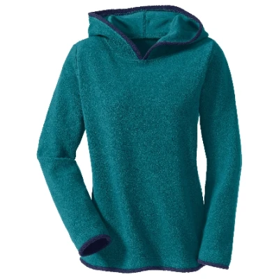 Fleecepullover mit Kapuze aus Bio-Baumwolle, petrol/nachtblau 36/38