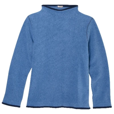 Fleecepullover mit Vulkankragen aus Bio-Baumwolle, jeansblau/nachtblau