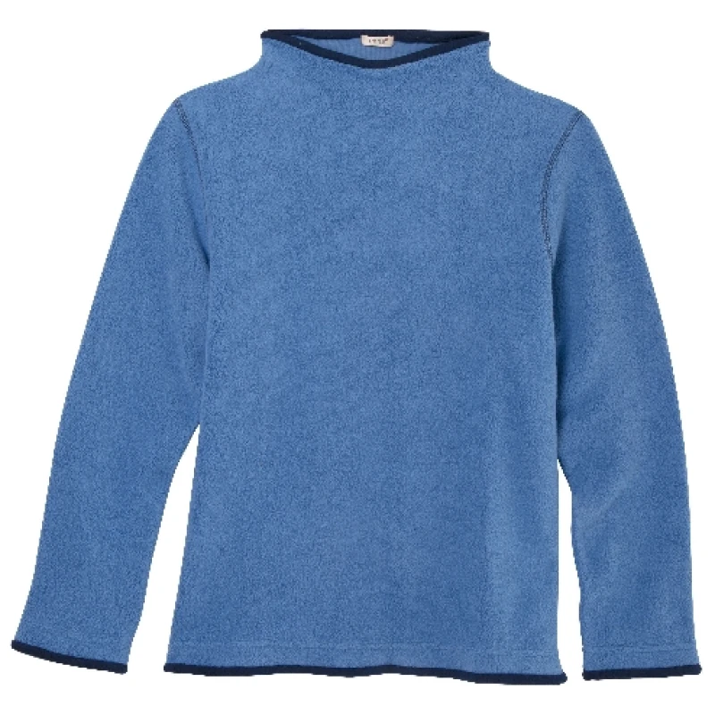 Fleecepullover mit Vulkankragen aus Bio-Baumwolle, jeansblau/nachtblau